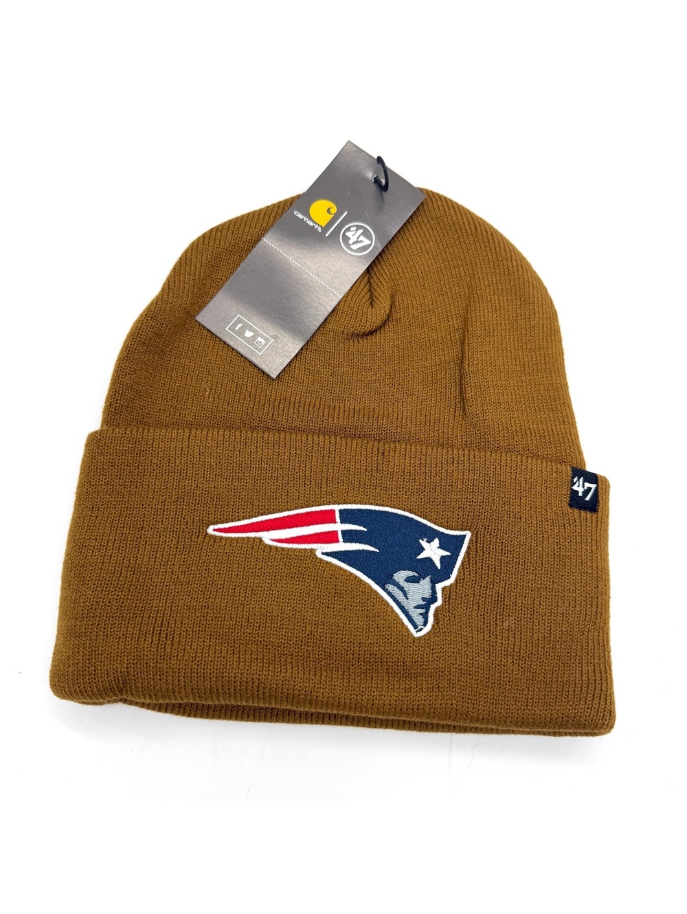 Carhartt x '47 New England Patriots Brown Knit Beanie NFL Cuffed Streetwear NWT